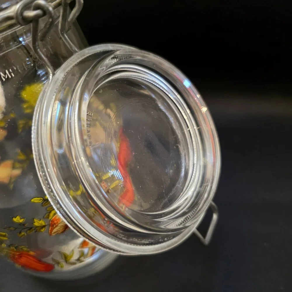 Vintage Spice Of Life Arc France Clear Glass Storage Jar Mushrooms Tomatoes 1.5L